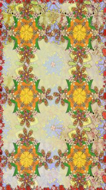 Tarafsız renklerde. Kusursuz dekoratif arka plan, çiçek mandala. Çiçek. Raster illüstrasyonu.