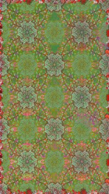 El çizimi Raster çizimi. Duvar kağıdı, web sitesi arka planı, ambalaj kağıdı, davetiye, broşür, afiş veya web sitesi için kusursuz çiçek deseni kullanılabilir. Parlak elementlerin.