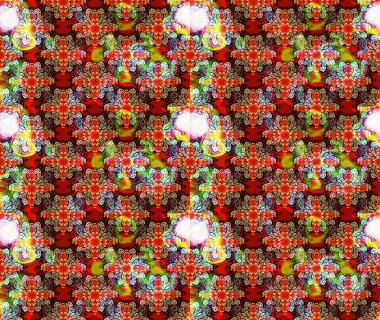 Şirin çiçekli eskiz deseni ve kırmızı renklerde yapraklar, suluboya çiçek deseni, duvar kağıdı, kart veya kumaş için fayanslı. Raster illüstrasyonu.