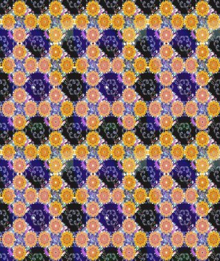 Raster illüstrasyonundaki çiçek desenli çizim. Mavi renkte çiçekler.