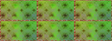 Yeşil ve nötr renklerde Asya tekstil tarzında. Raster illüstrasyonu. Çiçeklerle suluboya desenleri.