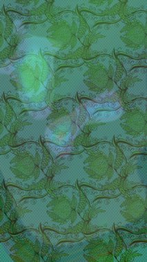 Renkli Bahar Teması eskiz kalıbı. Yeşil renkli çiçekler. Düz Çiçek Elementleri Tasarımı. Raster illüstrasyonunda çiçek deseni çizimi.