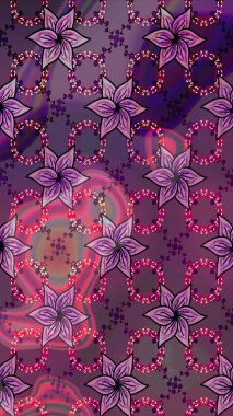 Sabıka fotoğraflarında, bebek kıyafetlerinde, duvar kâğıtlarında, paket kutularında falan kullanılabilir. Zarif, parlak ve eskiz mor çiçek desenli.