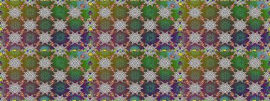 Yeşil ve gri renkli çiçekler. Raster düz çiçekleri pürüzsüz desen. Tasarım hediye paketi, tebrik kartları, posterler ve afiş tasarımı.