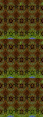 Vadinin çiçekleri kahverengi ve yeşil renklerde. Çiçekler. Soyut etnik raster çizim kalıbı.