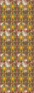 Kahverengi renklerde bahar çiçekleri. Raster illüstrasyonu. Patlayan çiçekler soyut olarak yerleştirilmiş. Raster deseni.