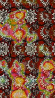 Raster illüstrasyonu. Renkli çiçekler. Çiçek süslemeli çizim deseni.