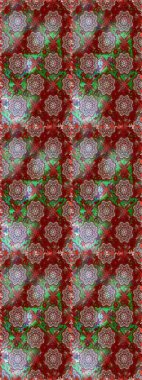 Kusursuz bir arka plan modeli. Raster - stok. Suluboya, elle çizilmiş. Vadinin çiçekleri kırmızı ve kahverengi renklerde.