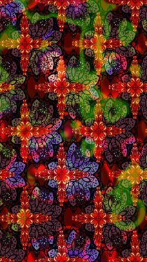 Moda baskıları için zarif bir şablon. Motley illüstrasyonu. Küçük renkli çiçekler. Siyah ve kahverengi çiçekli bahar çiçekleri. Küçük çiçekte şirin desenler.