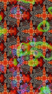 Raster illüstrasyonu. Çiçekler, dallar, bitkiler ve çiçekler. El çizimi. Güzel kumaş deseni.