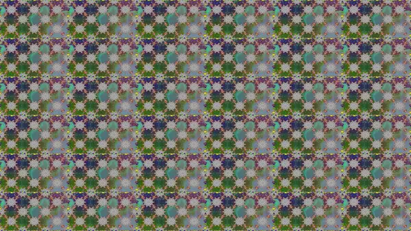 Yeşil ve gri renkli Asya tekstili. Raster illüstrasyonu. Çiçeklerle suluboya desenleri.