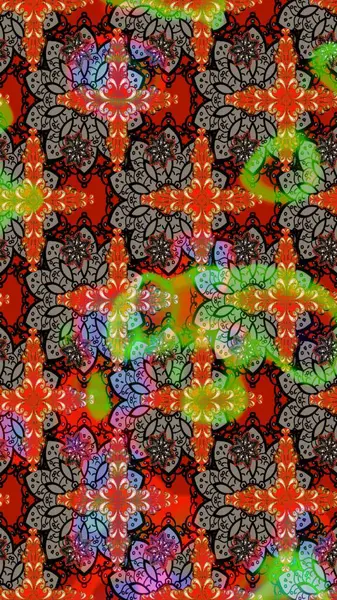 Raster illüstrasyonu. Çiçekler, dallar, bitkiler ve çiçekler. El çizimi. Güzel kumaş deseni.