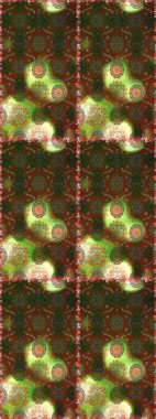 Kahverengi ve yeşil renkli çiçekler. Raster illüstrasyonunda kusursuz çiçek deseni.