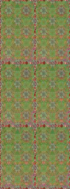 Yeşil ve nötr renklerde etnik çiçeklerle kusursuz bir desen. Asya Tekstil 'inde Raster Çiçek İllüstrasyonu.