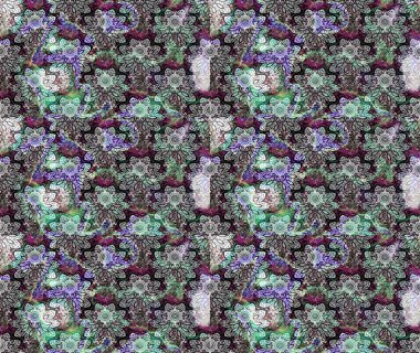 Raster illüstrasyonu. Taslak desenli, modaya uygun kumaş deseni. Şirin çiçek elementleri. Düz Çiçek Elementleri Tasarımı. Renkli Bahar Teması çizim şablonu.