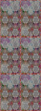 Gri ve kahverengi renkli çiçekler. Raster illüstrasyonunda kusursuz çiçek deseni.