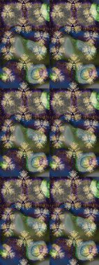 Raster. Gri renkli güzel çiçekli çizim deseni, suluboya çiçek deseni, duvar kağıdı, kart veya kumaş için fayanslı..