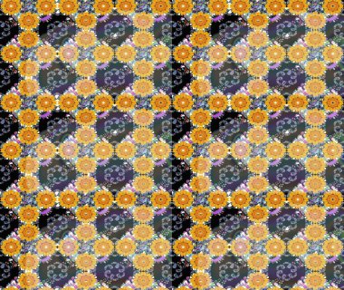 El çizimi çiçek çizimi deseni (fayans). Tekstil için suluboya eskiz deseni. Şirin çiçekli, desenli, sarı renkli çizim deseni.