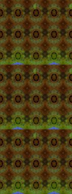 Vadinin çiçekleri kahverengi ve yeşil renklerde. Çiçekler. Soyut etnik raster çizim kalıbı.