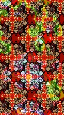 Soyut çiçek çizim kalıbı arka planı. Raster deseni. Küçük çiçekteki sevimli çiçek deseni. Kırmızı ve siyah renklerde. Raster illüstrasyonu.