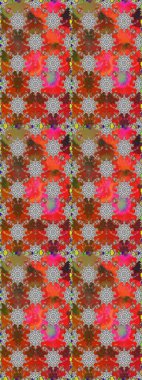 Çiçek ve yapraklı karalama şeklinde Raster çiçek deseni. Raster illüstrasyonu. Yumuşak, bahar çiçekleri kahverengi renklerde.