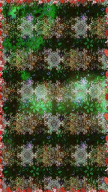 Küçük çiçekli kusursuz yay deseni. Suluboya stilinde gri ve yeşil renklerde. Raster illüstrasyonu.