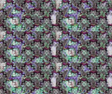 Raster illüstrasyonu. Taslak desenli, modaya uygun kumaş deseni. Şirin çiçek elementleri. Düz Çiçek Elementleri Tasarımı. Renkli Bahar Teması çizim şablonu.