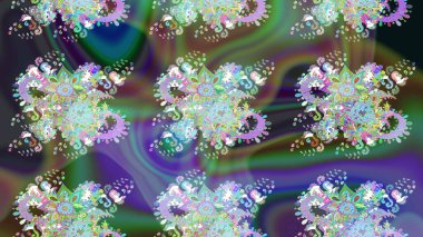 Şirin çiçekli, desenli, yeşil renkli bir eskiz deseni. El çizimi çiçek çizimi deseni (fayans). Tekstil için suluboya çizim deseni.