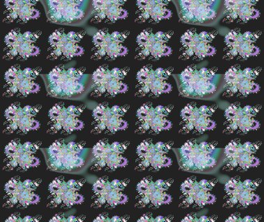 Gri renkli çiçekler. Çiçek desenli eskiz. Düz Çiçek Elementleri Tasarım Raster illüstrasyonu. Renkli Bahar Teması çizim şablonu.