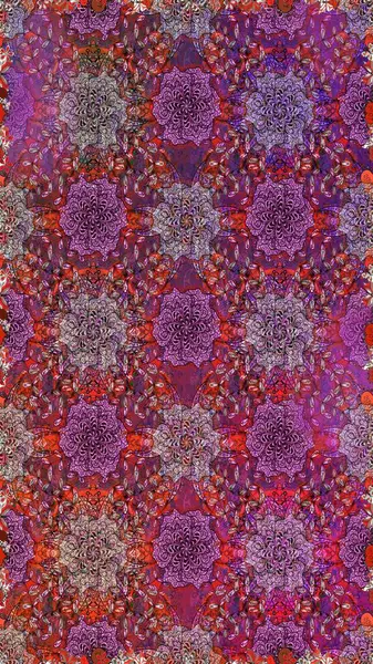 Karalama çiçeği. Güzel kumaş deseni. Zentangle soyut çiçekleri. Raster illüstrasyonu. Renkli Bahar Temalı Kusursuz Arkaplan. Düz Çiçek Elementleri Tasarımı.