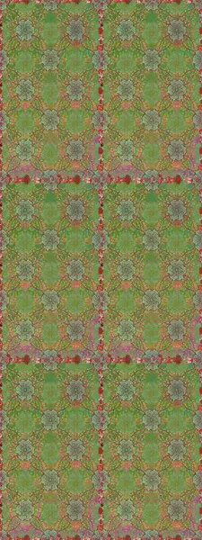 Yeşil ve nötr renklerde etnik çiçeklerle kusursuz bir desen. Asya Tekstil 'inde Raster Çiçek İllüstrasyonu.