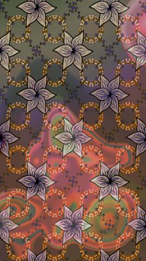 Kahverengi renkli çiçekler. Renkli Yaz Temalı eskiz kalıbı. Çiçekli eskiz çizimi. Düz Çiçek Elementleri Tasarımı.