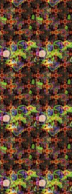 Küçük çiçekteki sevimli çiçek deseni. Raster illüstrasyonu. Kahverengi ve siyah renkte çiçekler.