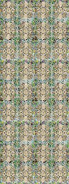 El yapımı dekoratif çerçeve, albüm kapağı, tebrik kartı, klasik Art deco tarzı. Raster soyut çiçek çelengi altın karalama fantezi yaprakları ve tarafsız renklerde çiçek.