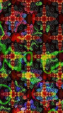 Kumaş desenli papatya çiçeği detayı. Siyah ve kahverengi renkte çiçekler.