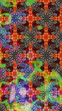 Modern çiçek arkaplanı. Parlak renkli çiçekleri ve kahverengi ve bej renkli yaprakları olan harika bir çiçek deseni. Halk tarzı. Moda baskıları için zarif bir şablon.