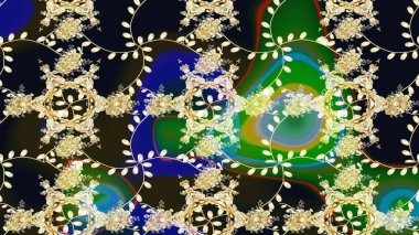 Siyah renkli etnik çiçeklerle süslenmiş zarif bir eskiz şekli. Asya Tekstil 'inde Raster Çiçek İllüstrasyonu.