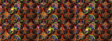 Raster illüstrasyonu. Kahverengi ve siyah renkli güzel bir tekstil. Suluboya çiçekli çiçek deseni.