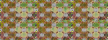 Raster illüstrasyonu. Kusursuz çiçek deseni duvar kâğıdı olarak kullanılabilir. Kahverengi ve gri renkte çiçekler.