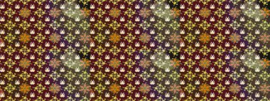 Yapraklı çiçekler ve kahverengi ve mor renkte papatya çiçekleri. Eskiz arkaplan modeli. Raster - stok.