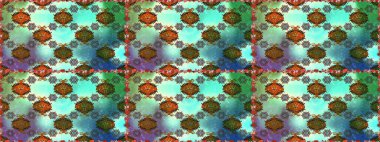 Raster düz çiçekleri pürüzsüz desen. Mavi ve yeşil renkli çiçekler. Tasarım hediye paketi, tebrik kartları, posterler ve afiş tasarımı.