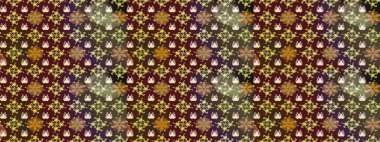 Yapraklı çiçekler ve kahverengi ve mor renkte papatya çiçekleri. Eskiz arkaplan modeli. Raster - stok.