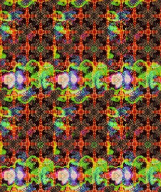 Çiçekli ipek eşarp. 1950-1960 motifleri. Retro tekstil tasarım koleksiyonu. El çizimi çiçek unsurları olan soyut çizim raster deseni. Siyah üstüne siyah..