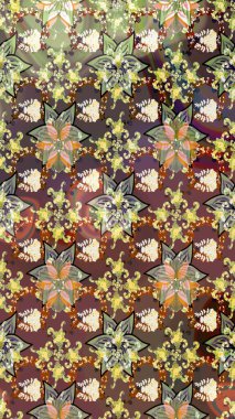 Kahverengi renkte zarif çiçekli suluboya. Renkli Bahar Teması eskiz kalıbı. Düz Çiçek Elementleri Tasarımı. Raster illüstrasyonu.