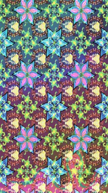 Renkli çizim kalıbı. Çiçek arkaplan. Çiçek duvar kâğıdı. Raster illüstrasyonu. Mavi renkte şirin tekstil.