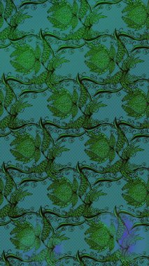 Çiçekli karalama şeklinde Raster çiçek deseni. Nazikçe, güzel çiçek arkaplanı. Yeşil renkte çiçekler.