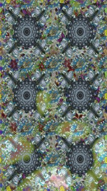 Gri renkli güzel bir tekstil. Çiçeklerle suluboya desenli çiçek deseni. Raster illüstrasyonu.