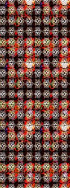 Düz Çiçek Elementleri Tasarımı. Renkli Bahar Teması eskiz kalıbı. Siyah renkli çiçekler. Raster illüstrasyonunda çiçek deseni çizimi.