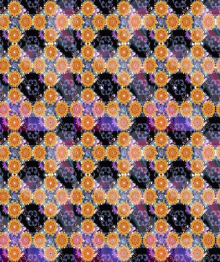 Çizim çiçek deseni duvar kâğıdı olarak kullanılabilir. Raster illüstrasyonu. Turuncu renkte çiçekler.