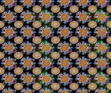 Soyut etnik raster kusursuz desen. Kabile sanatı boho baskısı, klasik çiçek arkaplanı. Arkaplan dokusu, duvar kağıdı, siyah ve kahverengi renkli çiçek teması.